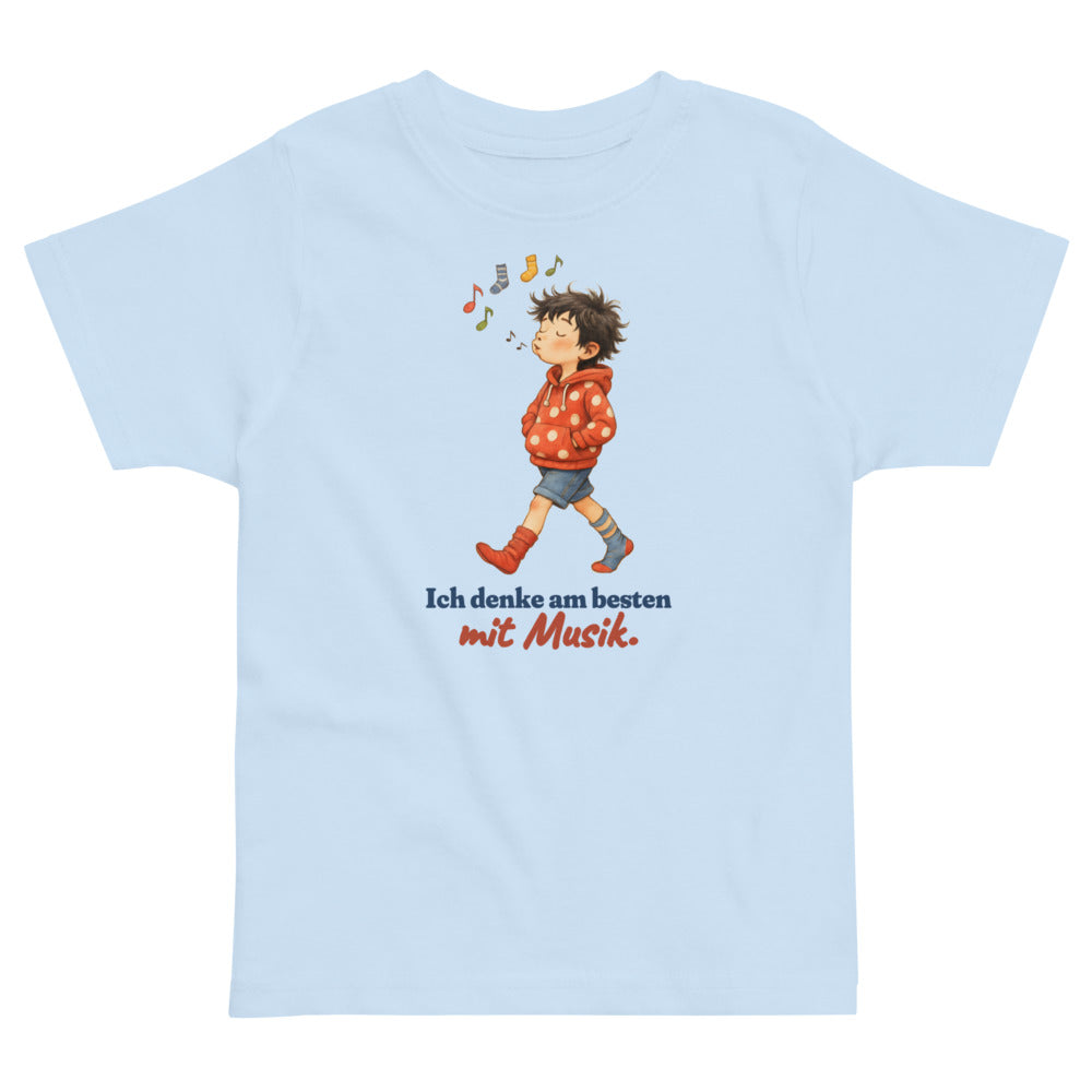 Ich denke am besten mit Musik. — Kleinkind-Shirt – Hellblau