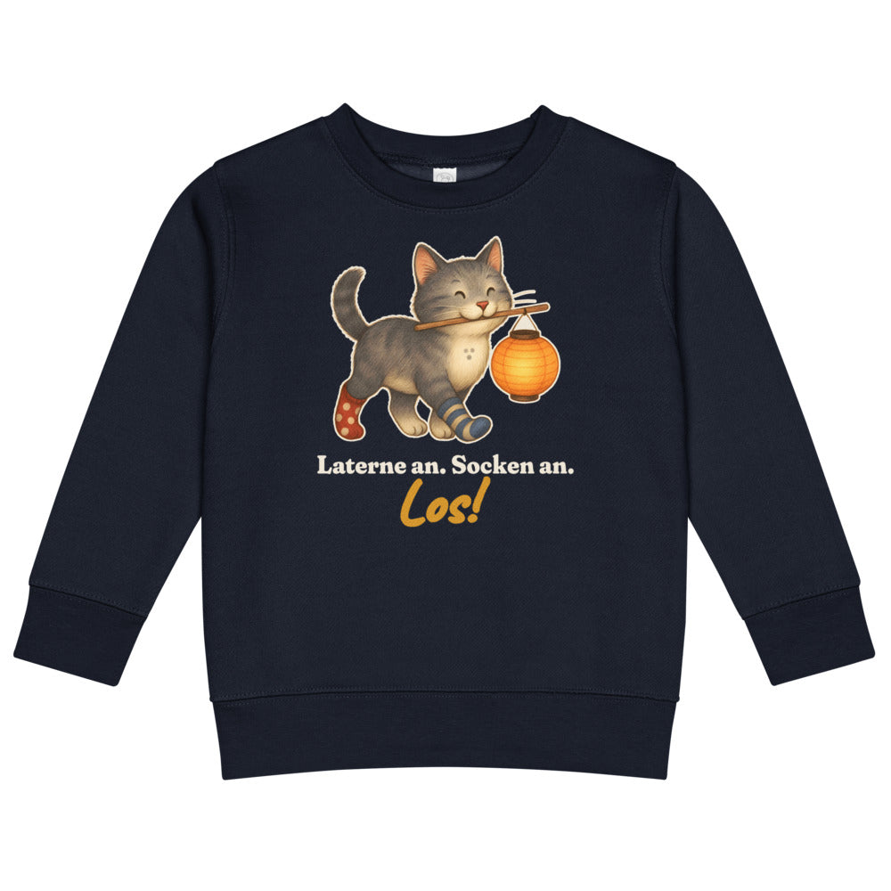 Laterne an. Socken an. Los! — Kinder-Sweatshirt – Nachtblau