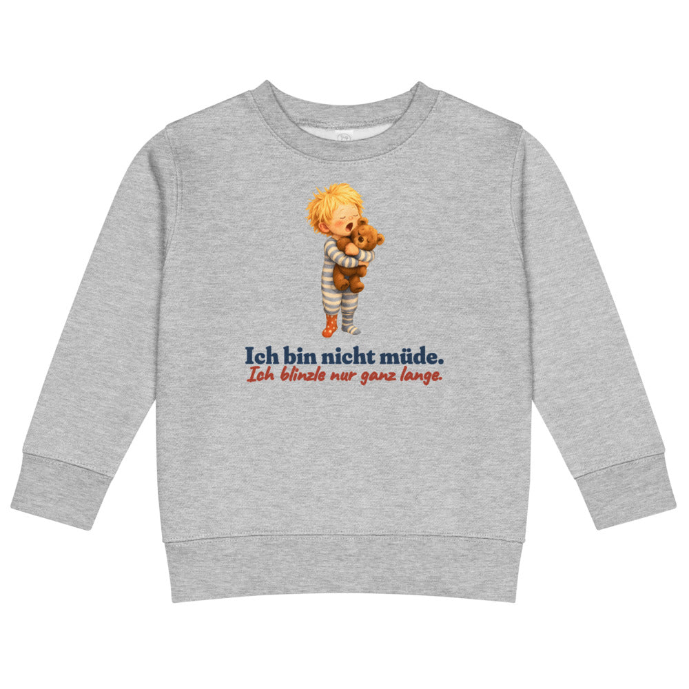 Ich bin nicht müde. Ich blinzle nur ganz lange. — Kinder-Sweatshirt – Hellgrau meliert
