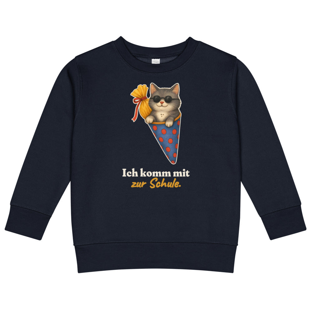 Ich komm mit zur Schule. — Kinder-Sweatshirt – Nachtblau