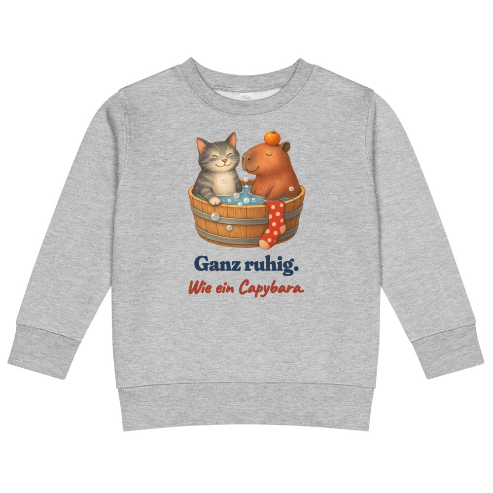 Ganz ruhig. Wie ein Capybara. — Kinder-Sweatshirt – Hellgrau meliert