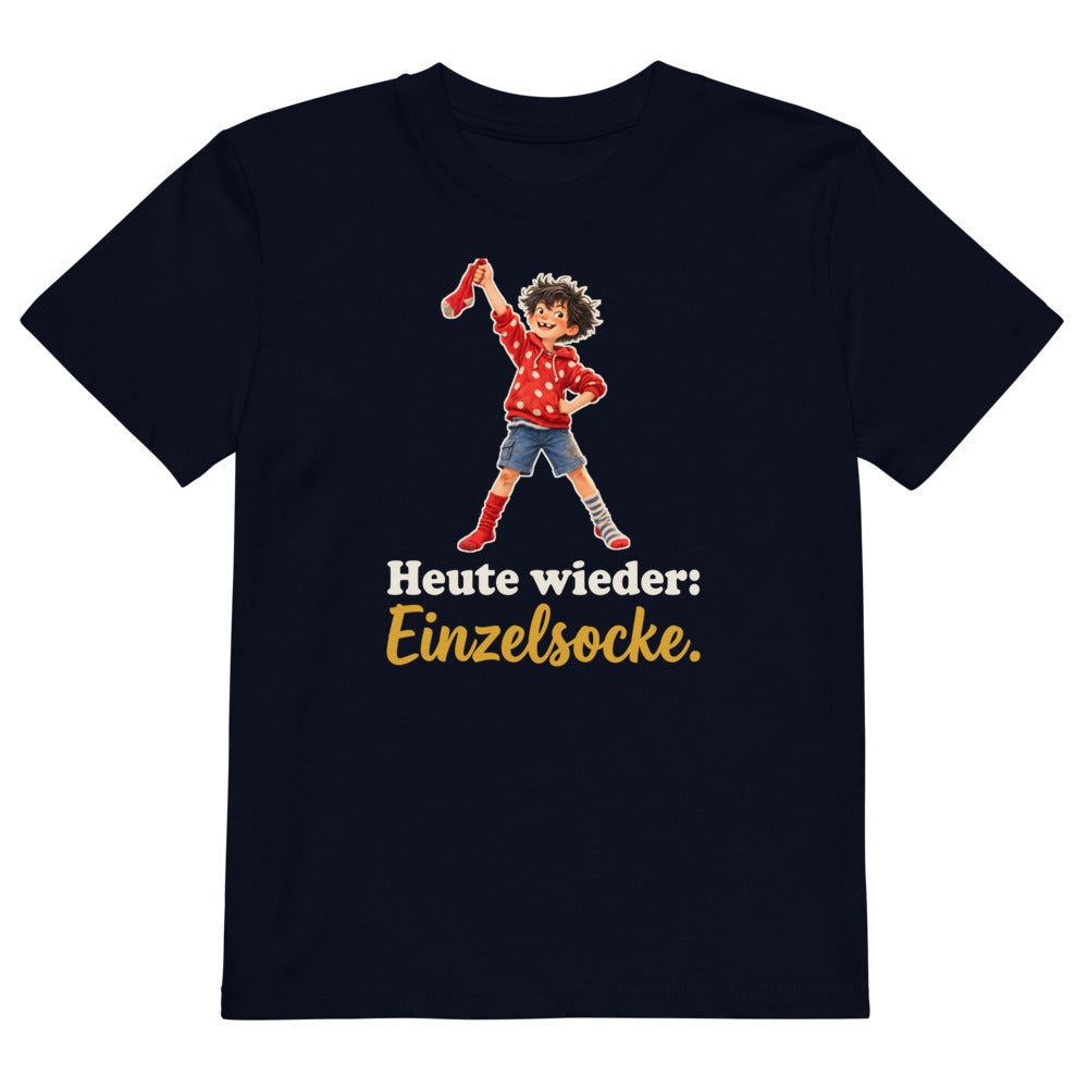 Heute wieder: Einzelsocke. — Bio-Kindershirt – Nachtblau