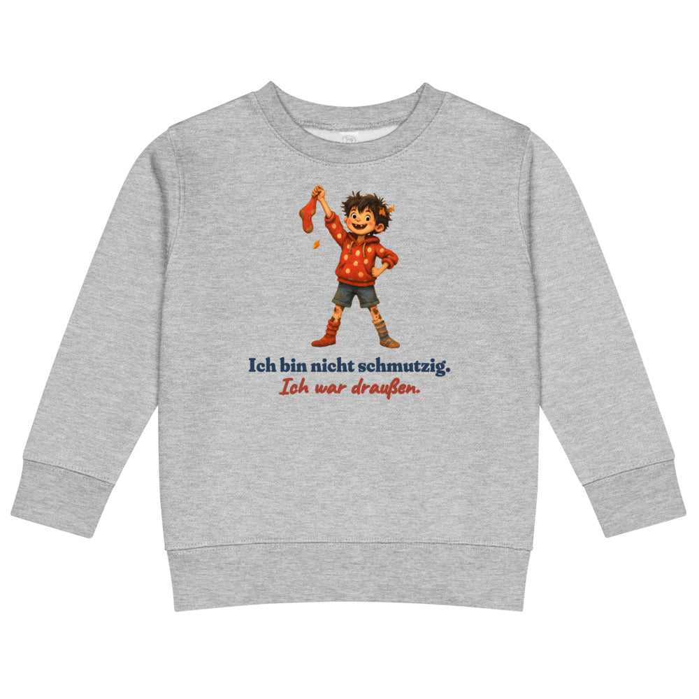 Ich bin nicht schmutzig. Ich war draußen. — Kinder-Sweatshirt – Hellgrau meliert