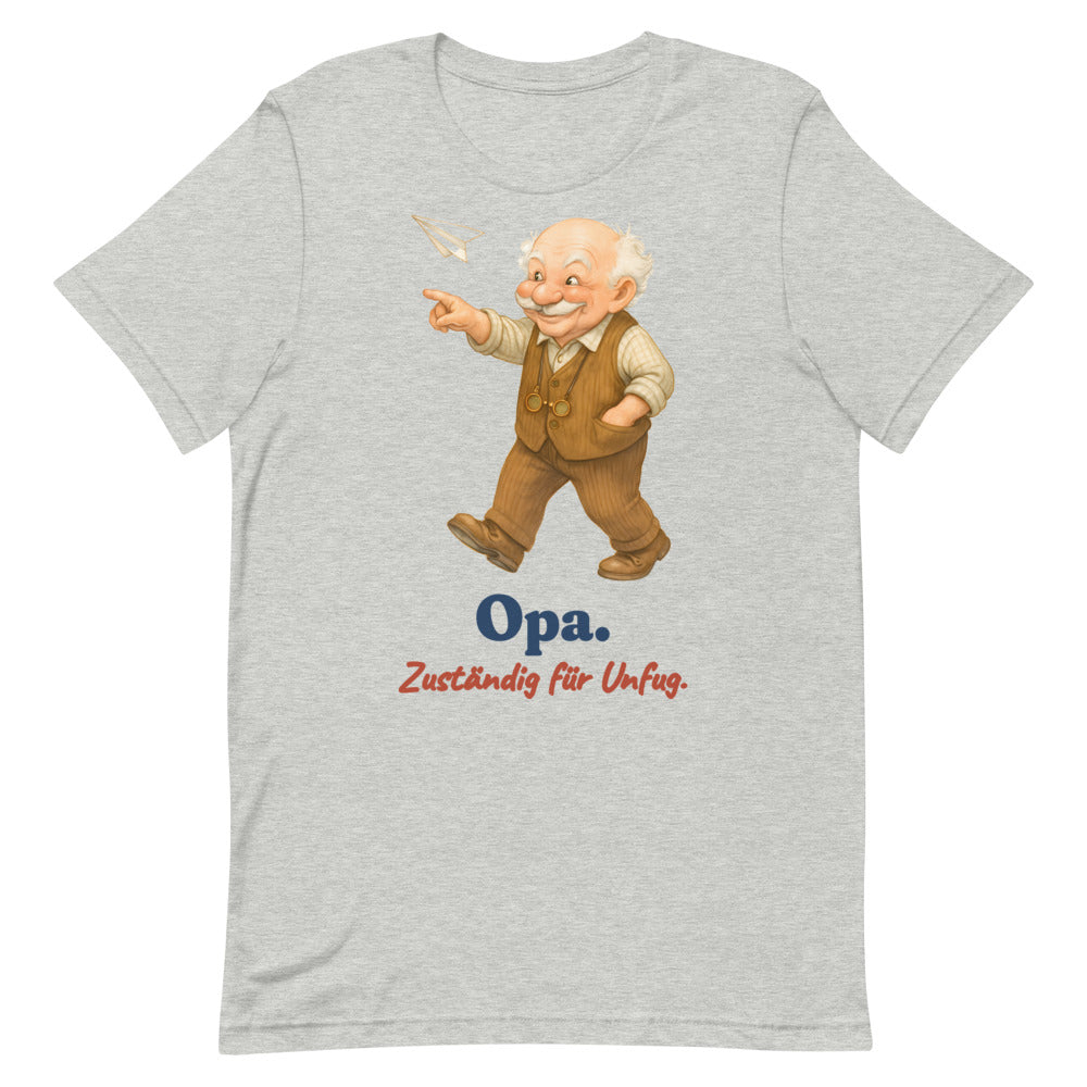 Opa. Zuständig für Unfug. — Shirt – Hellgrau meliert