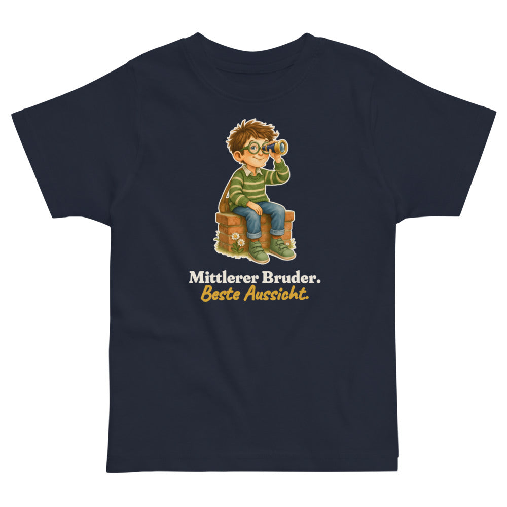 Mittlerer Bruder. Beste Aussicht. — Kleinkind-Shirt – Nachtblau