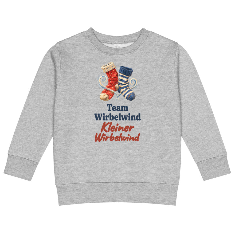 Team Wirbelwind: Kleiner Wirbelwind — Kinder-Sweatshirt – Hellgrau meliert