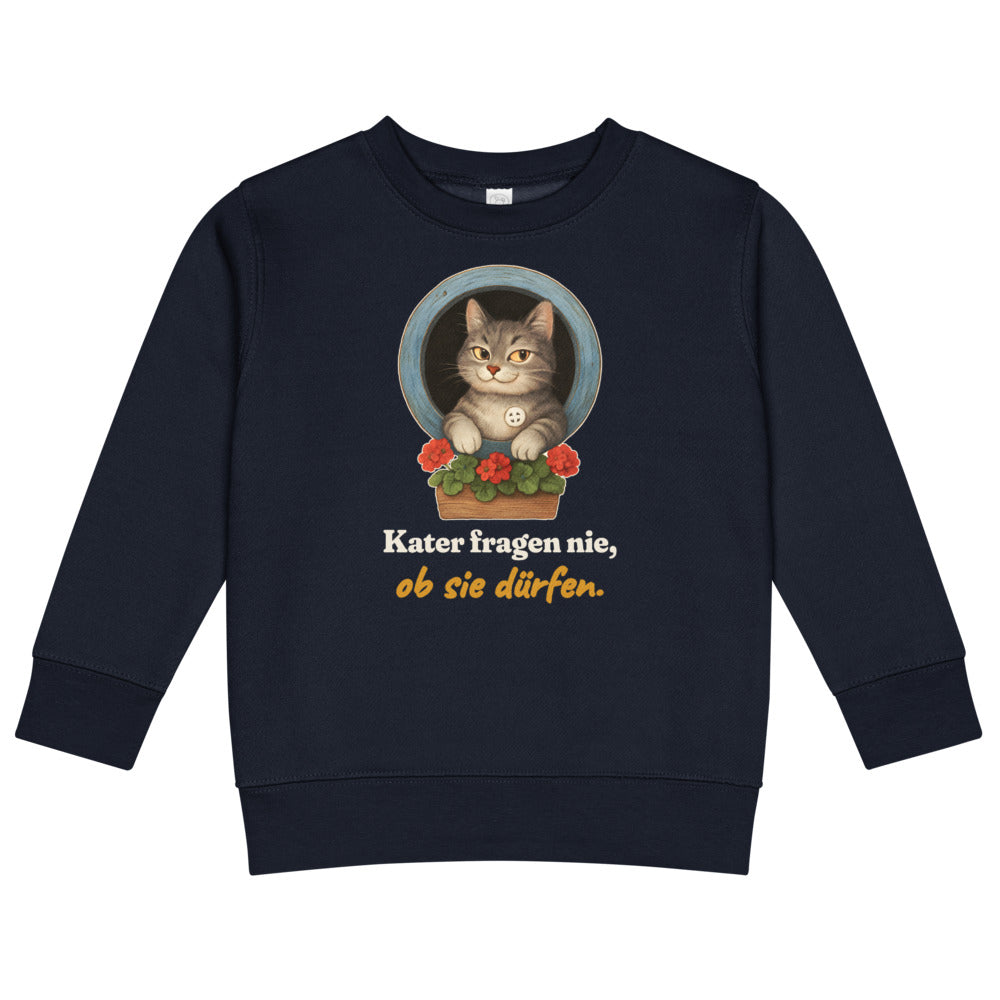 Kater fragen nie, ob sie dürfen. — Kinder-Sweatshirt – Nachtblau