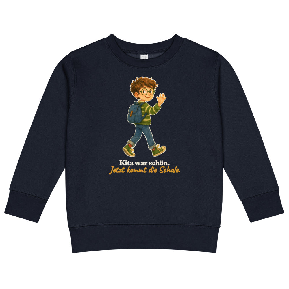 Kita war schön. Jetzt kommt die Schule. — Kinder-Sweatshirt – Nachtblau