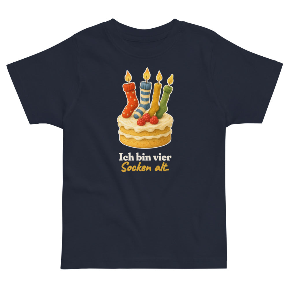 Ich bin vier Socken alt. — Kleinkind-Shirt – Nachtblau