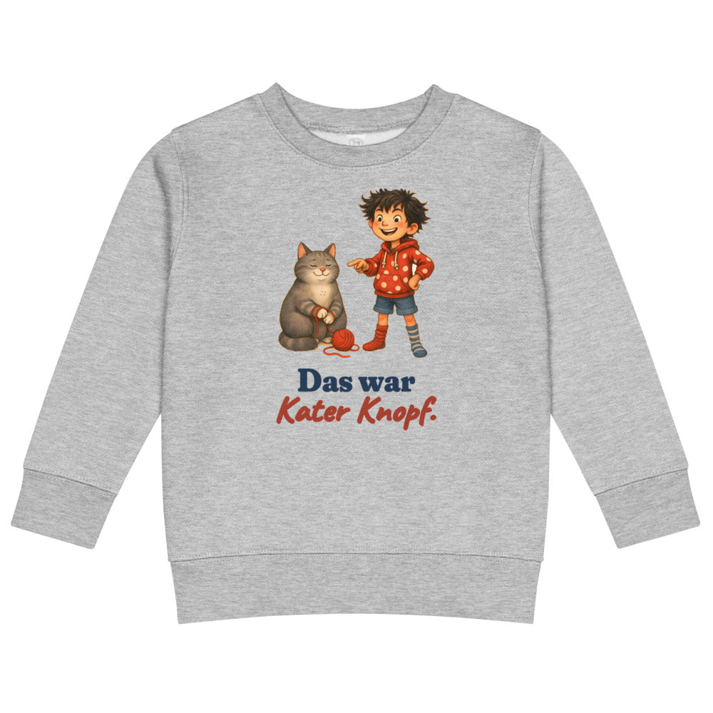 Das war Kater Knopf. — Kinder-Sweatshirt – Hellgrau meliert