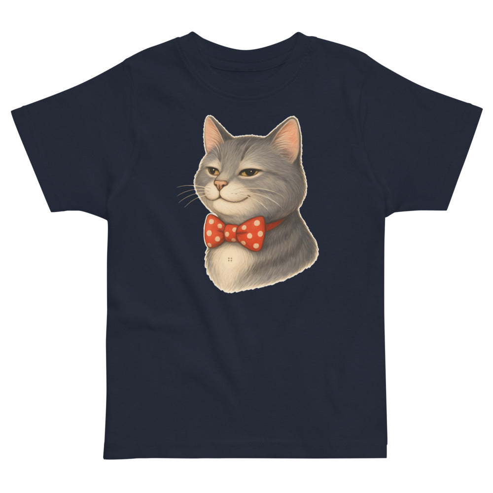 Kater Knopf mit Fliege — Kleinkind-Shirt – Nachtblau