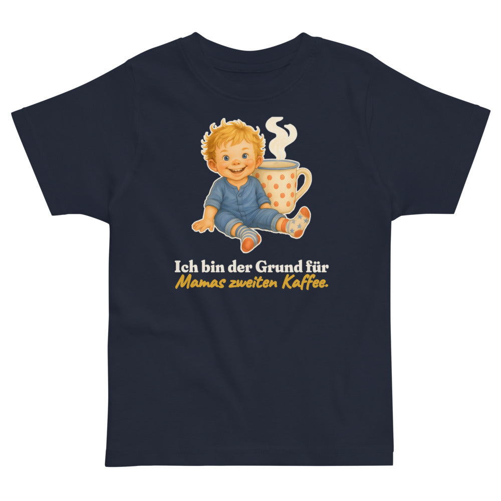 Ich bin der Grund für Mamas zweiten Kaffee. — Kleinkind-Shirt – Nachtblau