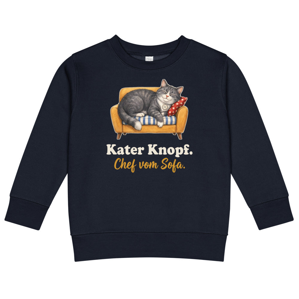 Kater Knopf. Chef vom Sofa. — Kinder-Sweatshirt – Nachtblau