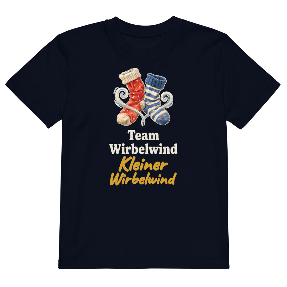 Team Wirbelwind: Kleiner Wirbelwind — Bio-Kindershirt – Nachtblau