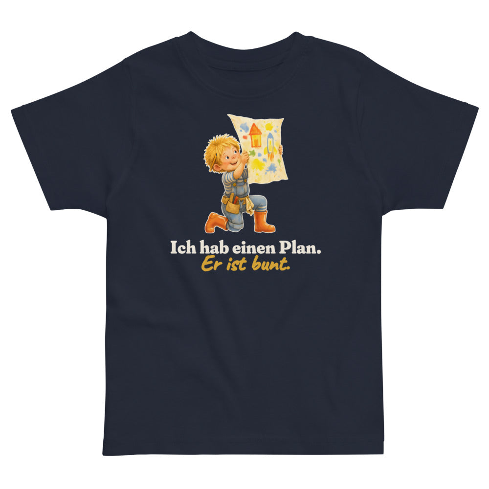 Ich hab einen Plan. Er ist bunt. — Kleinkind-Shirt – Nachtblau