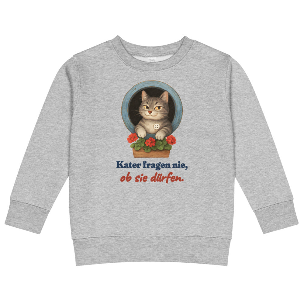 Kater fragen nie, ob sie dürfen. — Kinder-Sweatshirt – Hellgrau meliert