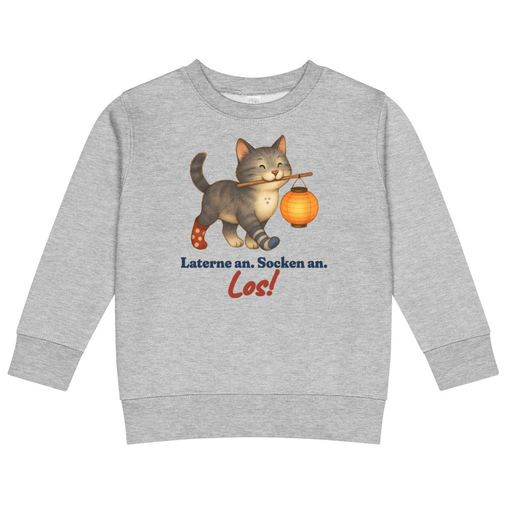 Laterne an. Socken an. Los! — Kinder-Sweatshirt – Hellgrau meliert