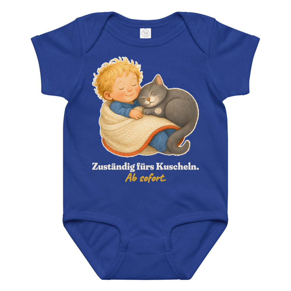 Zuständig fürs Kuscheln. Ab sofort. — Baby-Body – Königsblau