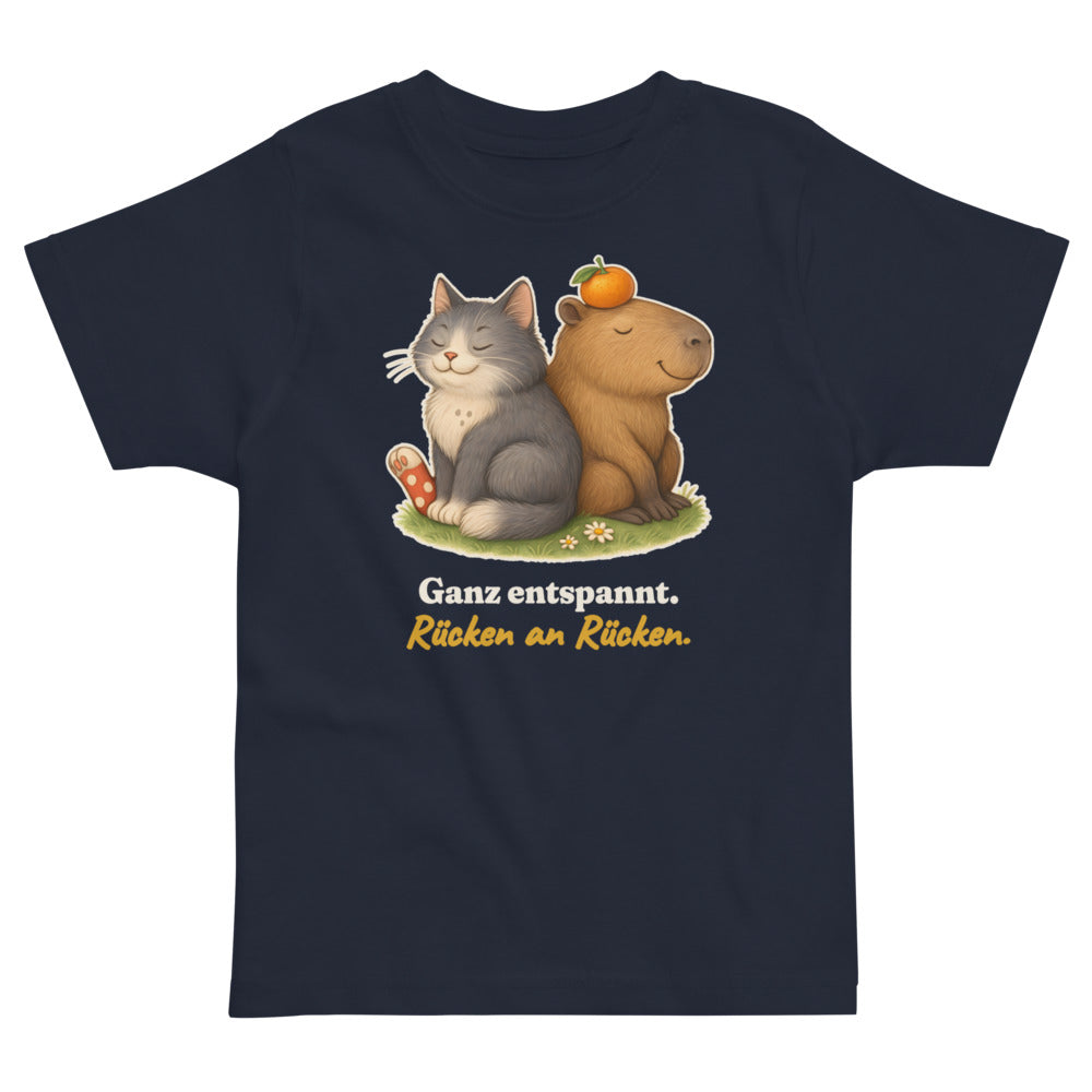 Ganz entspannt. Rücken an Rücken. — Kleinkind-Shirt – Nachtblau