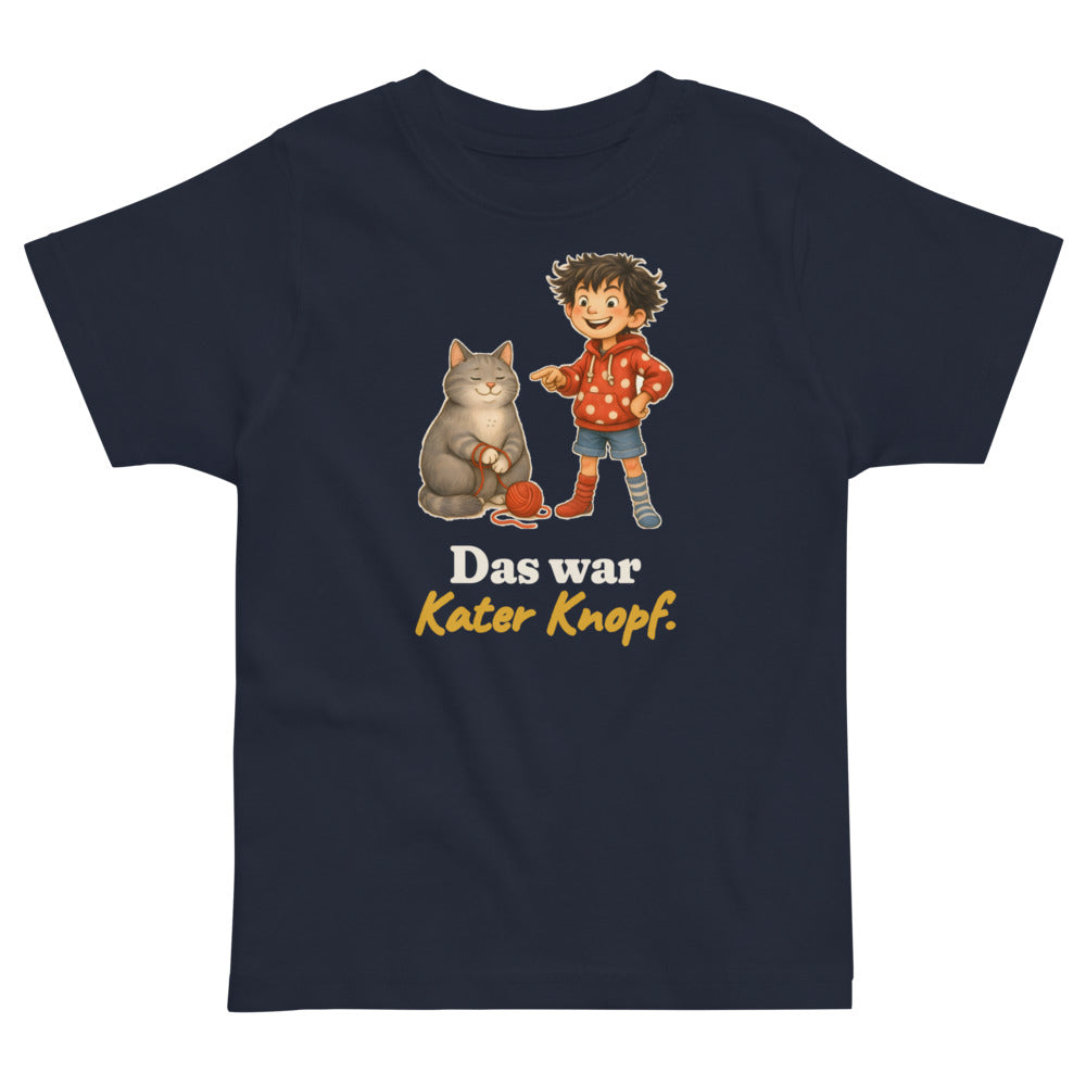 Das war Kater Knopf. — Kleinkind-Shirt – Nachtblau