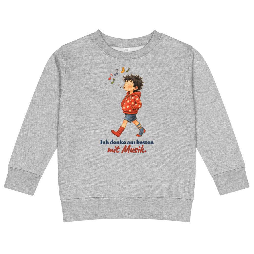 Ich denke am besten mit Musik. — Kinder-Sweatshirt – Hellgrau meliert