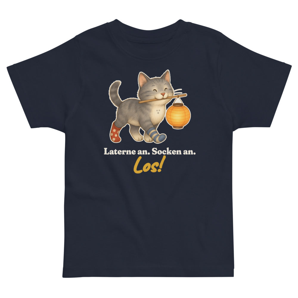 Laterne an. Socken an. Los! — Kleinkind-Shirt – Nachtblau