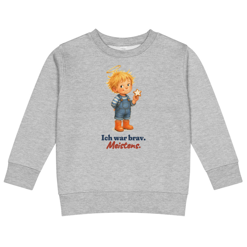 Ich war brav. Meistens. — Kinder-Sweatshirt – Hellgrau meliert