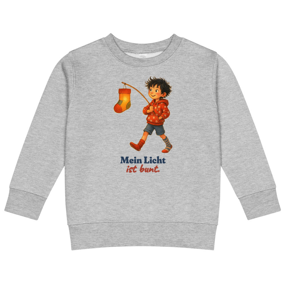 Mein Licht ist bunt. — Kinder-Sweatshirt – Hellgrau meliert