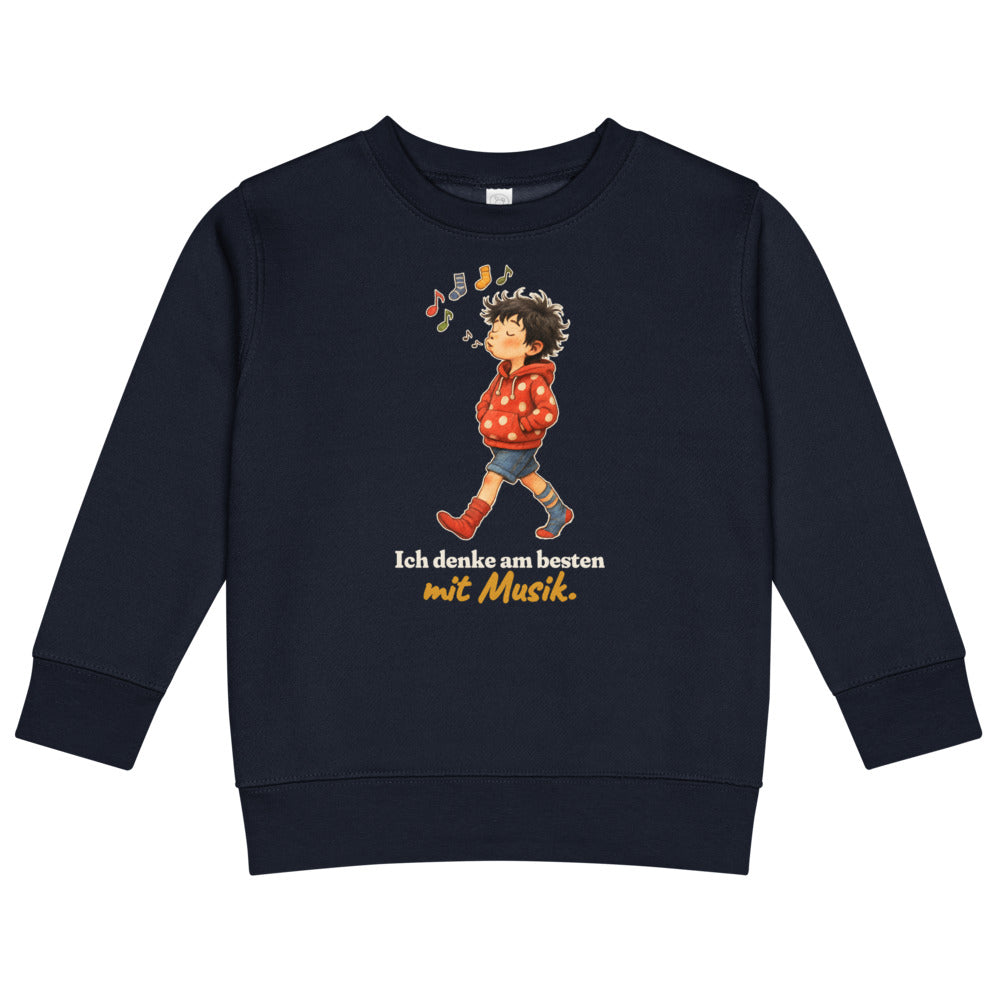 Ich denke am besten mit Musik. — Kinder-Sweatshirt – Nachtblau