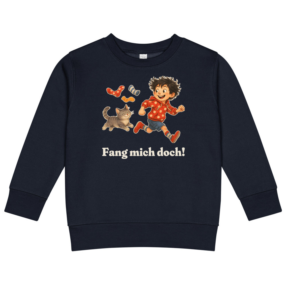 Fang mich doch! — Kinder-Sweatshirt – Nachtblau