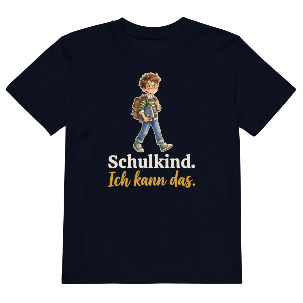 Schulkind. Ich kann das. — Bio-Kindershirt – Nachtblau