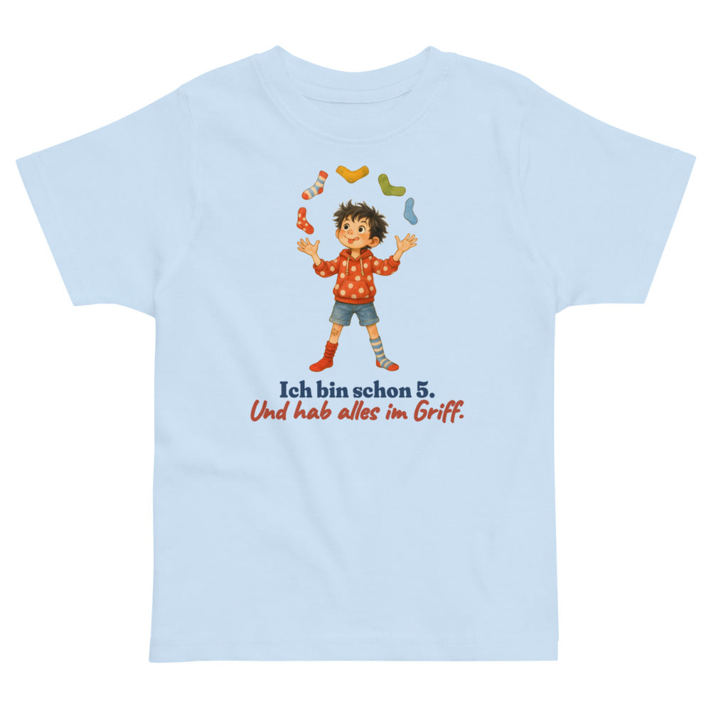 Ich bin schon 5. Und hab alles im Griff. — Kleinkind-Shirt – Hellblau