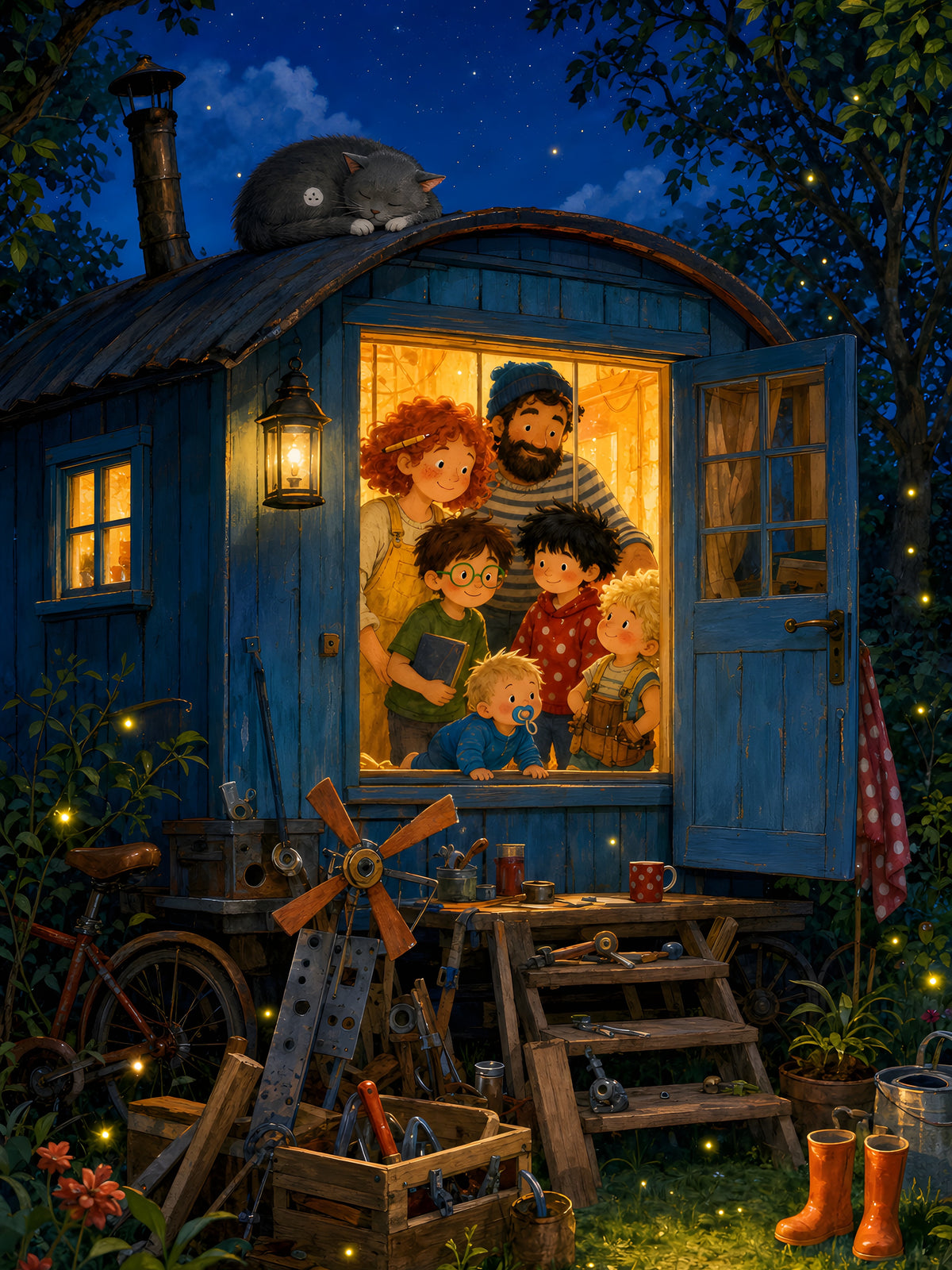 Der blaue Bauwagen – Motiv (Druckbild)