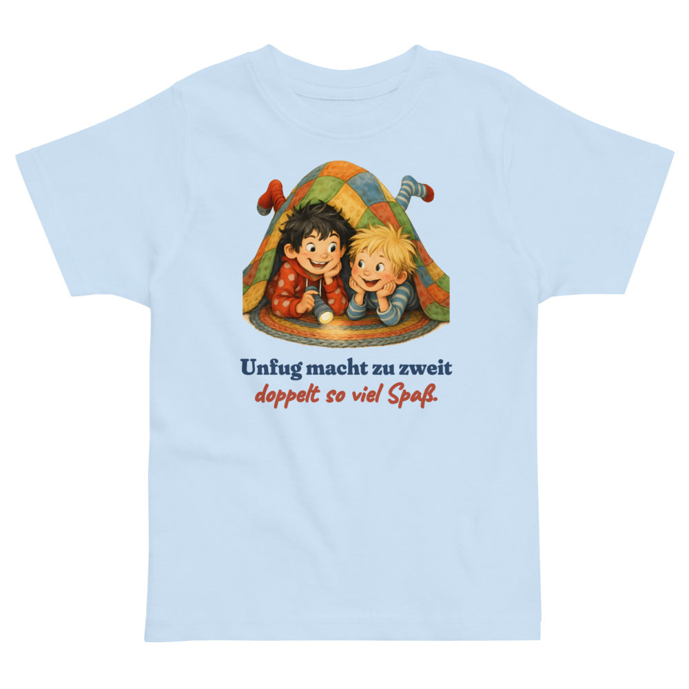 Unfug macht zu zweit doppelt so viel Spaß. — Kleinkind-Shirt – Hellblau