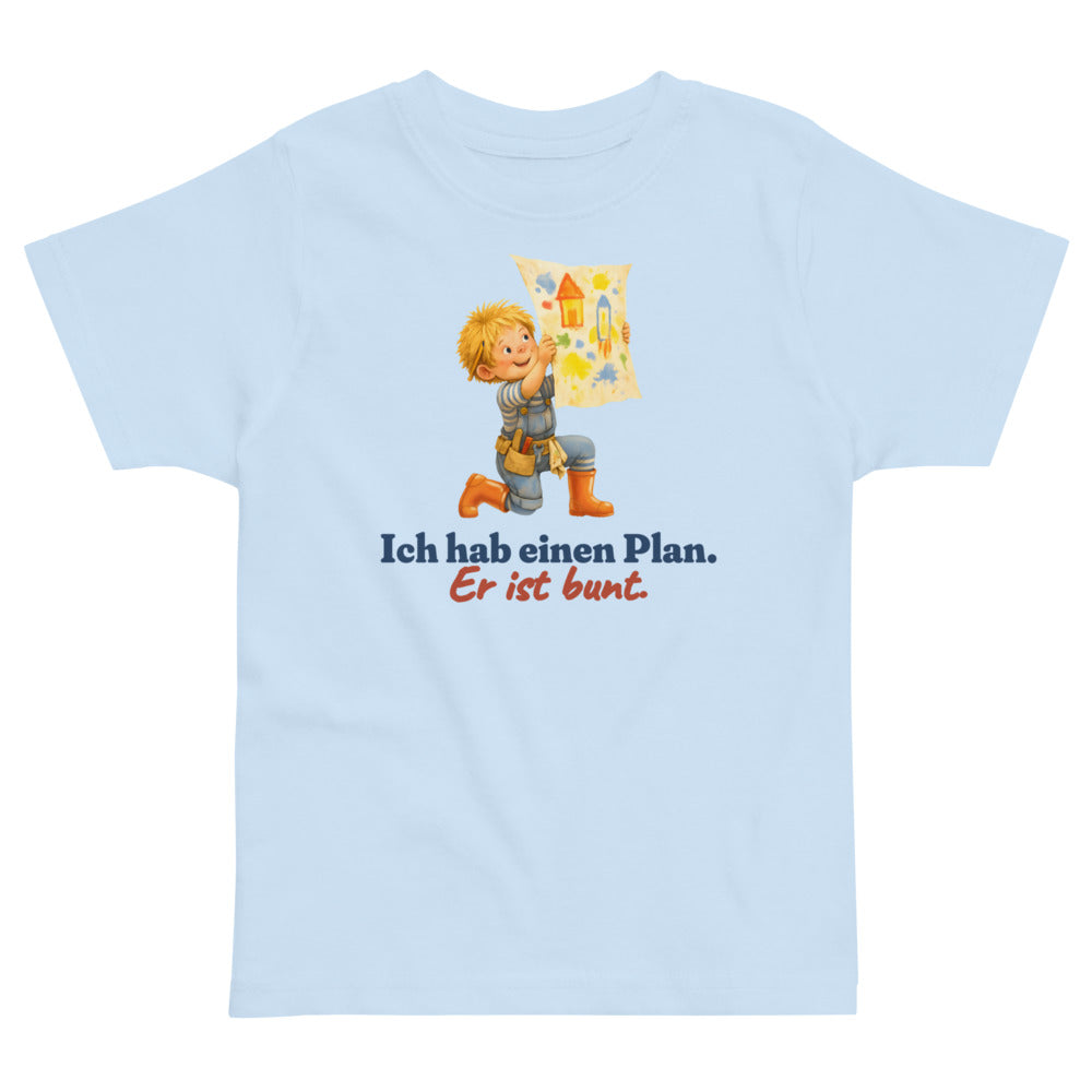 Ich hab einen Plan. Er ist bunt. — Kleinkind-Shirt – Hellblau