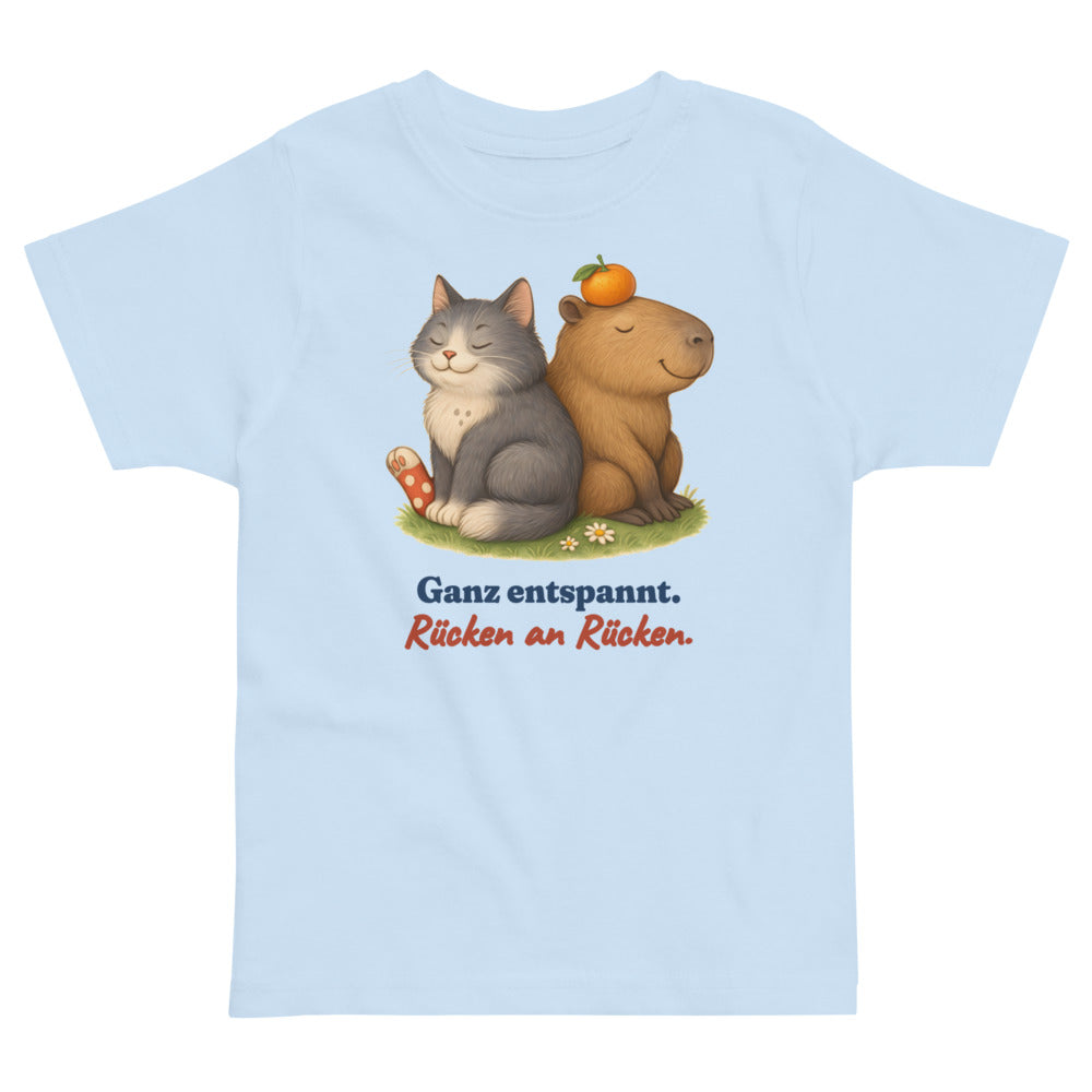 Ganz entspannt. Rücken an Rücken. — Kleinkind-Shirt – Hellblau