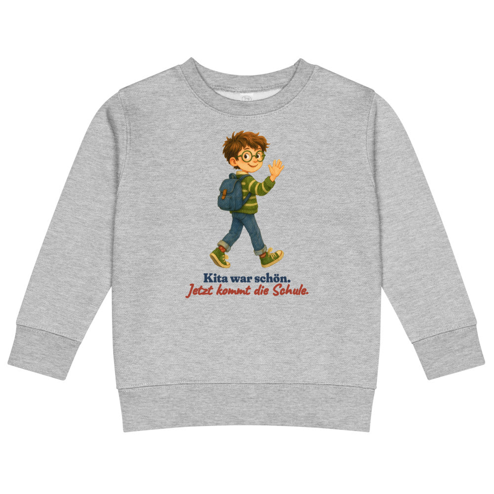 Kita war schön. Jetzt kommt die Schule. — Kinder-Sweatshirt – Hellgrau meliert