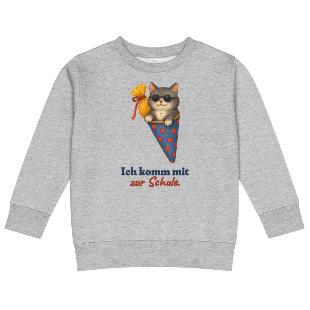 Ich komm mit zur Schule. — Kinder-Sweatshirt – Hellgrau meliert
