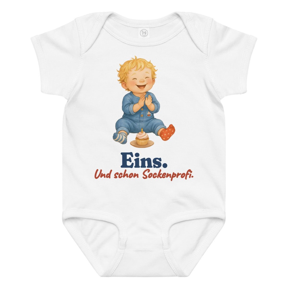 Eins. Und schon Sockenprofi. — Baby-Body – Produktfoto