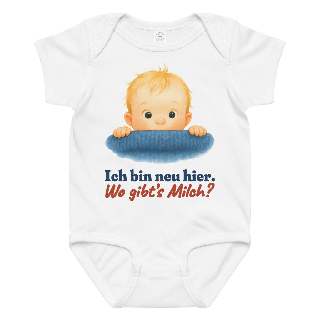 Ich bin neu hier. Wo gibt’s Milch? — Baby-Body – Produktfoto