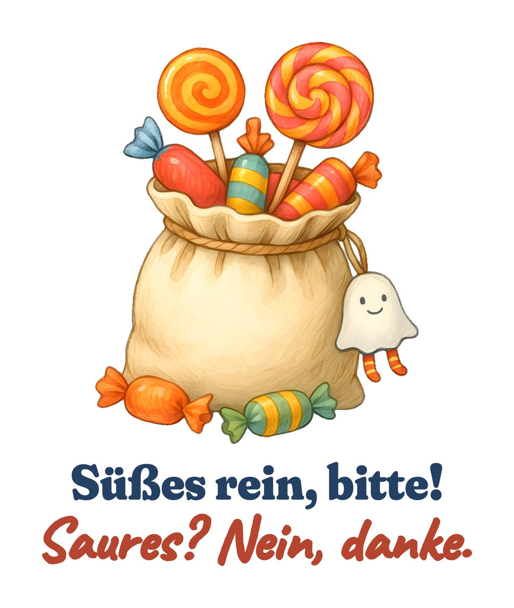 Süßes rein, bitte! Saures? Nein, danke. — Stoffbeutel – Motiv
