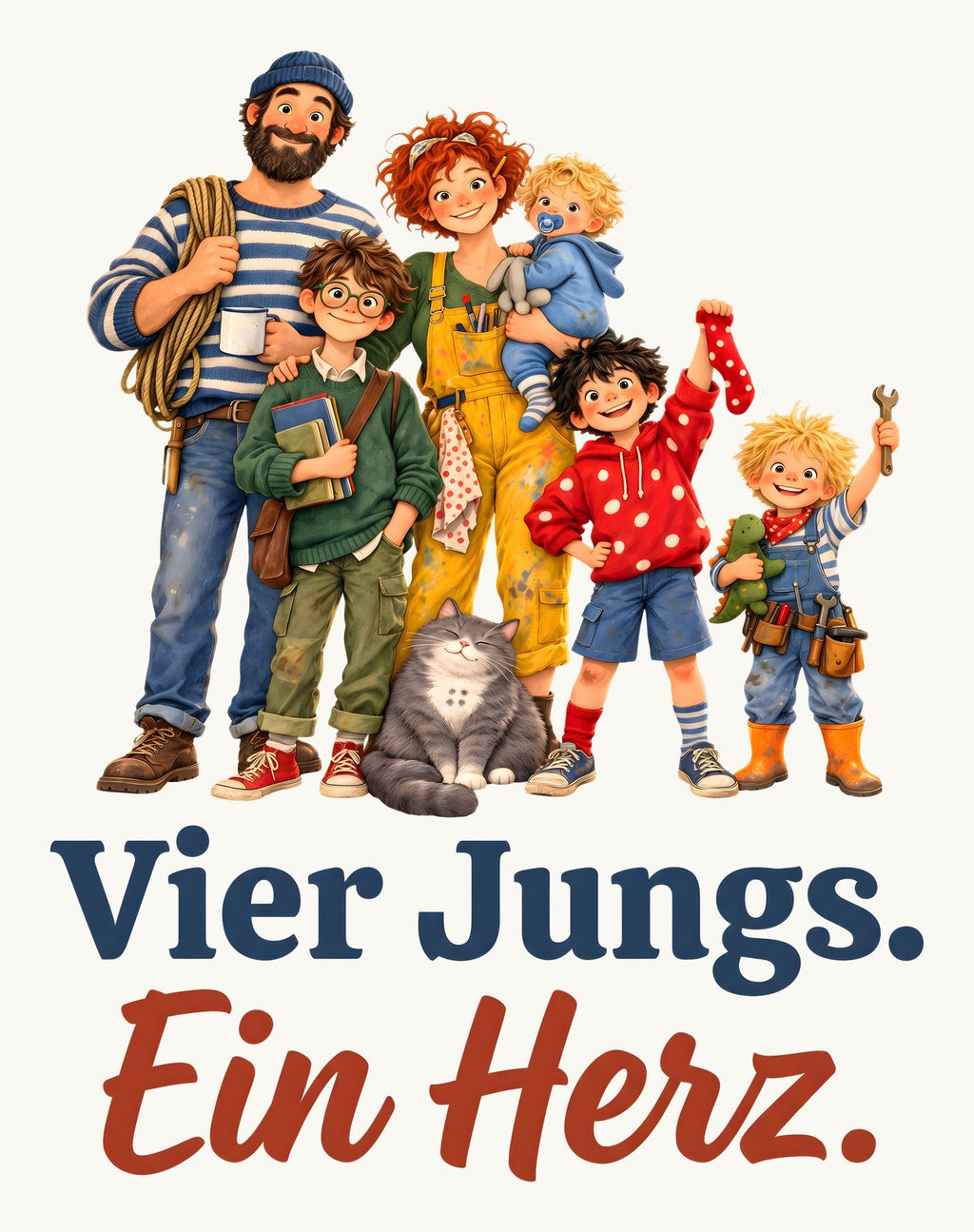 Vier Jungs. Ein Herz. — Stoffbeutel – Motiv