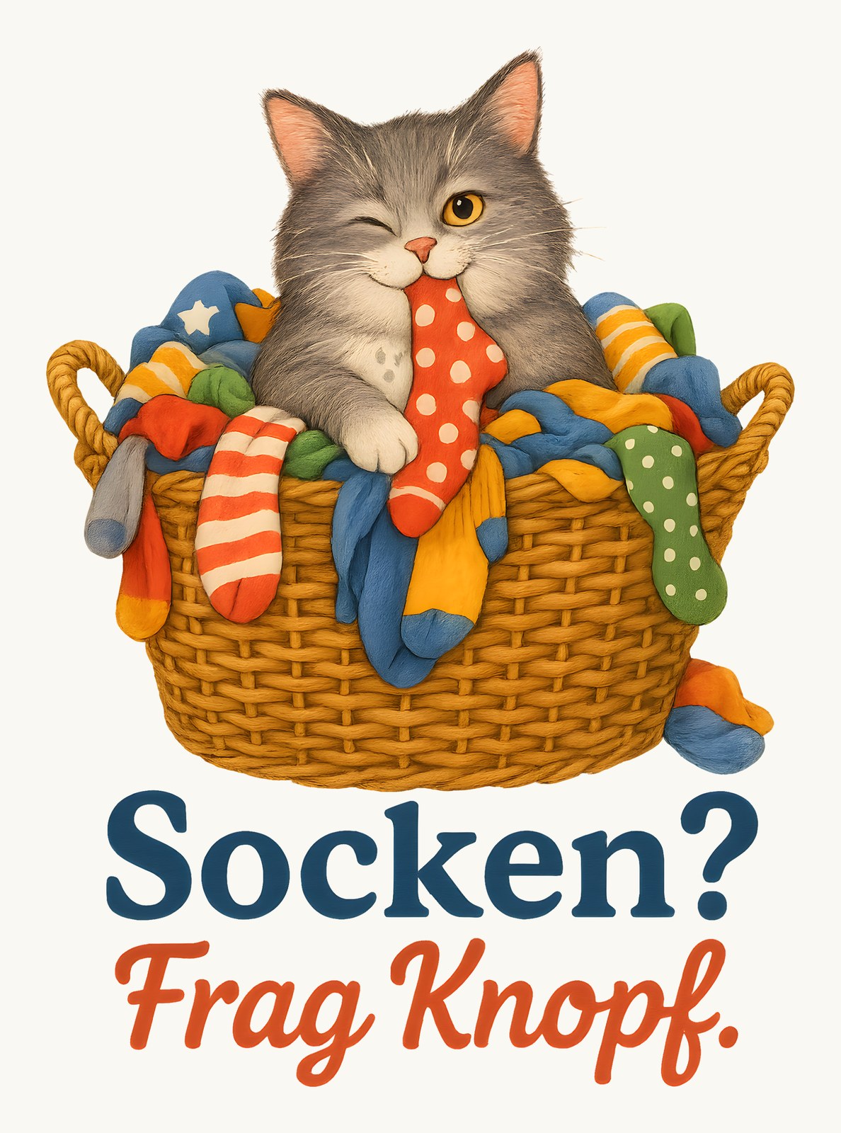 Socken? Frag Knopf. — Stoffbeutel – Motiv