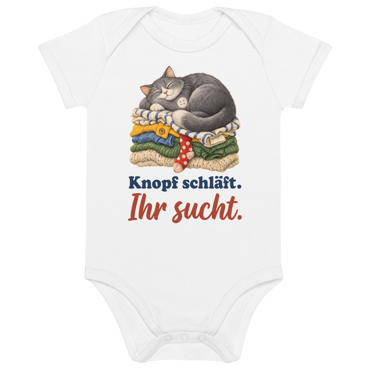 Knopf schläft. Ihr sucht. — Bio-Baby-Body – Produktfoto