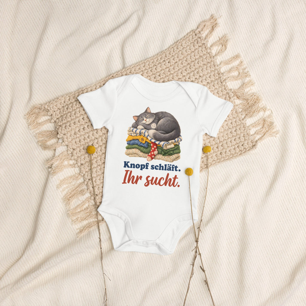 Knopf schläft. Ihr sucht. — Bio-Baby-Body – Produktfoto