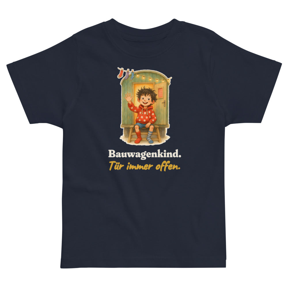 Bauwagenkind. Tür immer offen. — Kleinkind-Shirt – Nachtblau