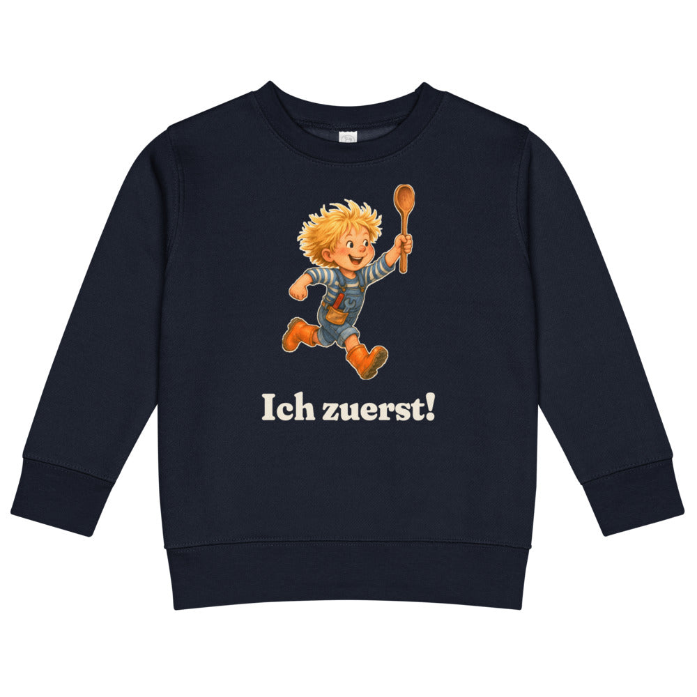 Ich zuerst! — Kinder-Sweatshirt – Nachtblau
