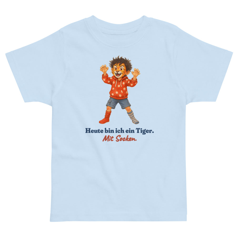 Heute bin ich ein Tiger. Mit Socken. — Kleinkind-Shirt – Hellblau