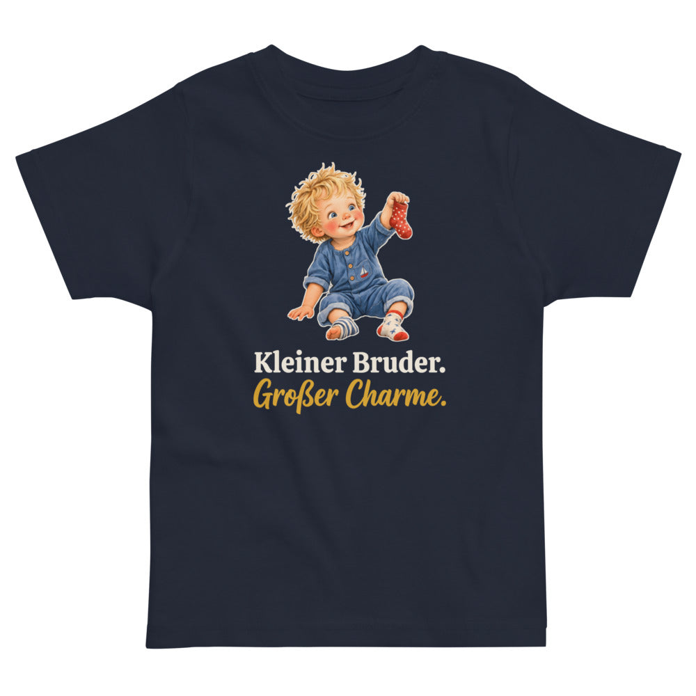 Kleiner Bruder. Großer Charme. — Kleinkind-Shirt – Nachtblau