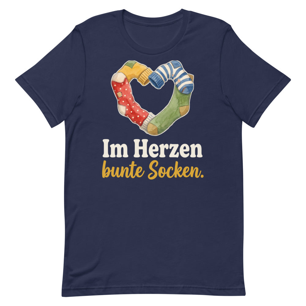 Im Herzen bunte Socken. — Shirt – Nachtblau